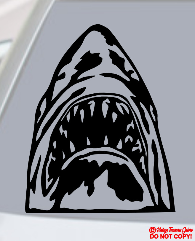 JAWS Vinyl Decal Sticker Car Rear Window Wall Bumper GREAT WHITE SHARK MOVIE JDM