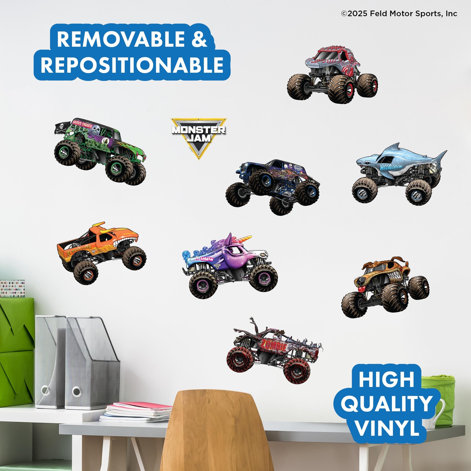 Monster Jam Trucks Wall Decals Pack – Grave Digger Son-Uva Digger El Toro Loc…