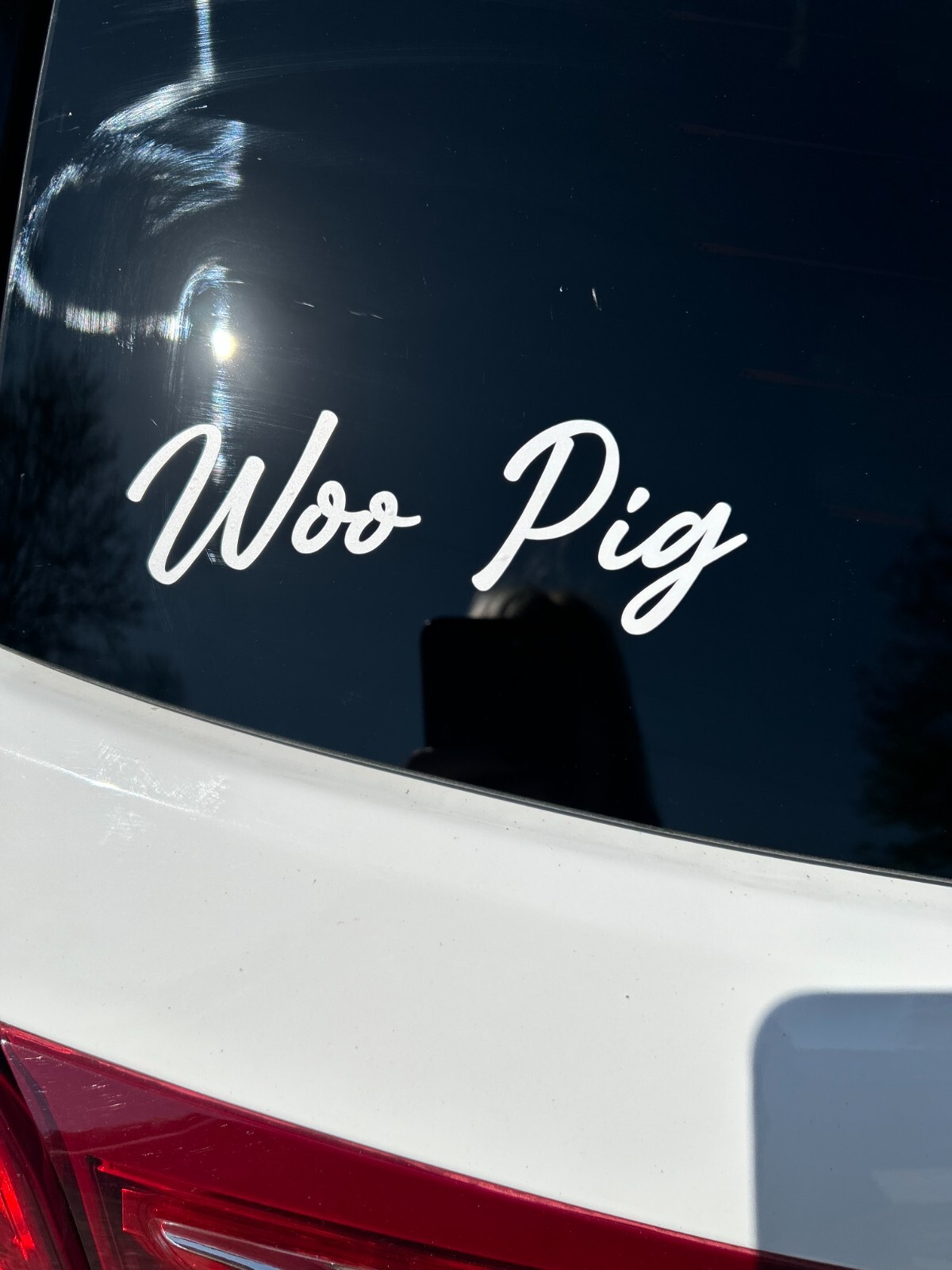 Woo Pig U of Arkansas Vinyl 5" by 3" Decal Sticker – White