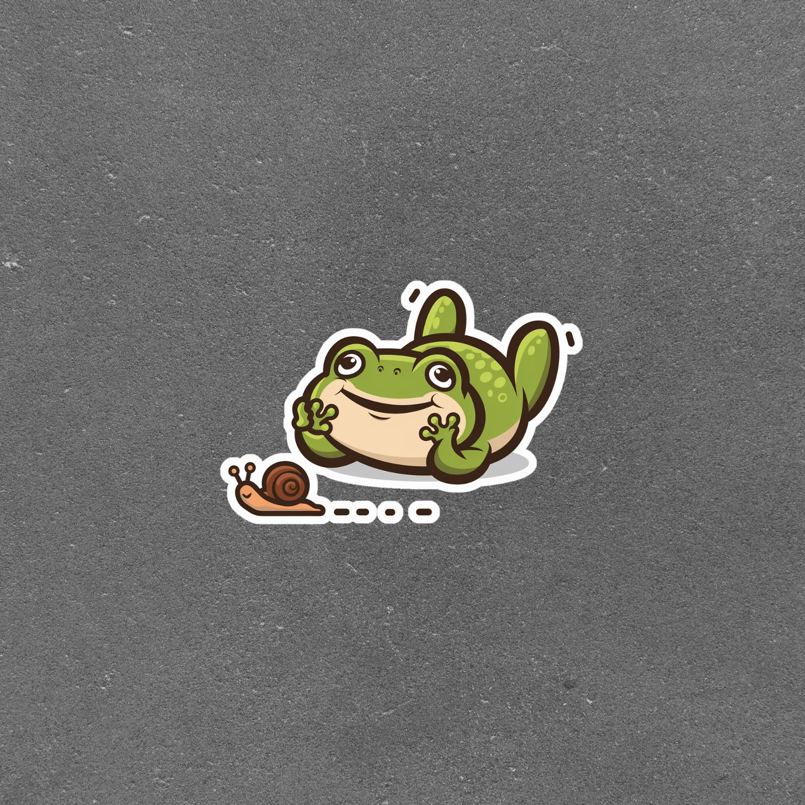 Cute Cartoon Frog and Snail Sticker, Funny Animal Friends Decal #4341