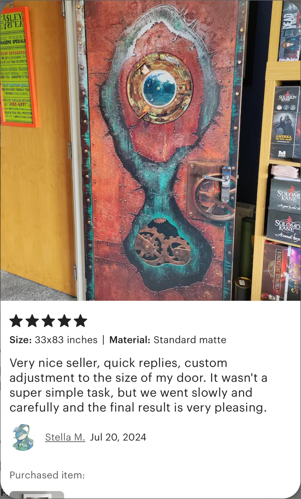 Steampunk Leather Full Door Mural, Laminated Sticker, Cover, Decal, Peel'n'Stick