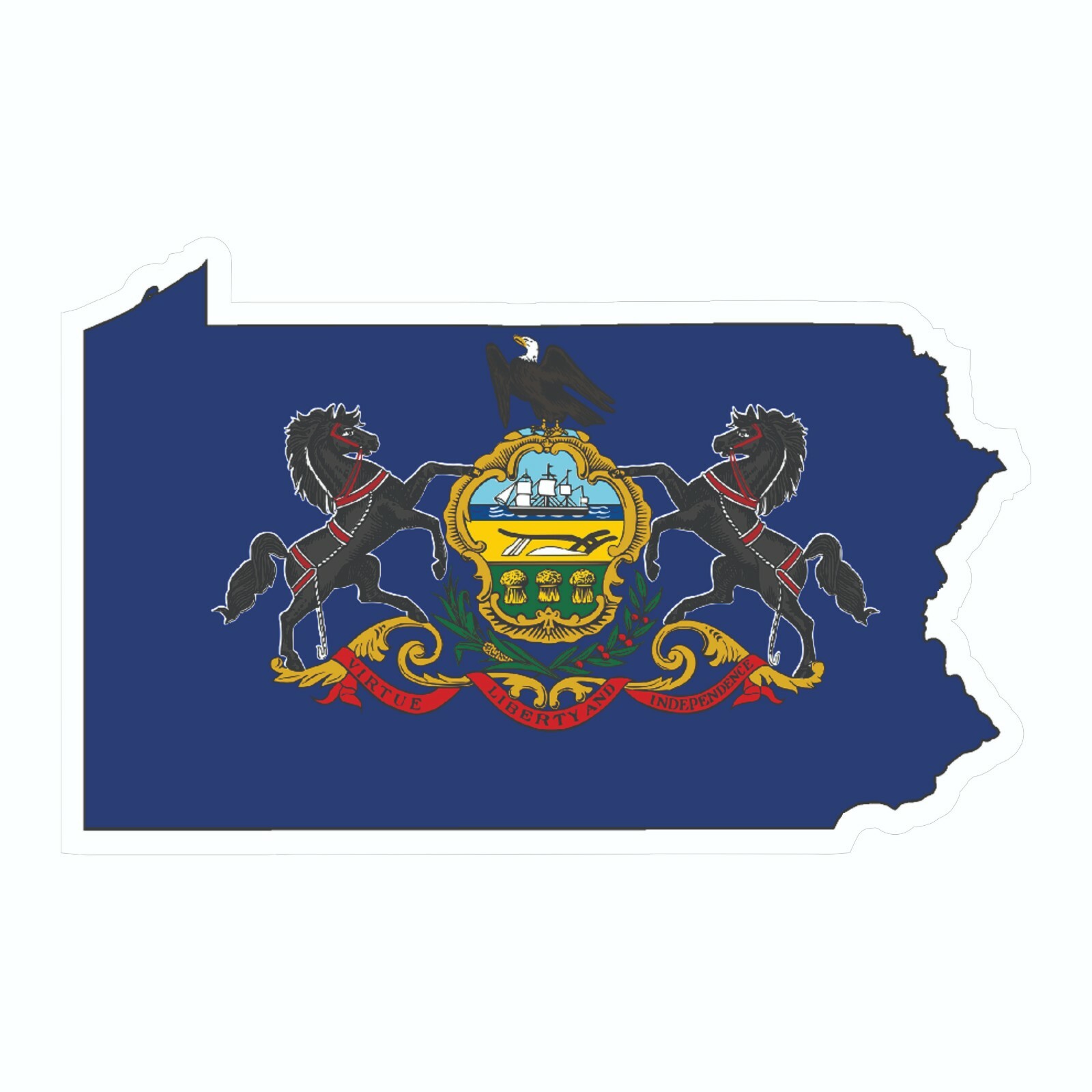 Pennsylvania State Map Outline with Flag Sticker, Decal, Vacation Sticker