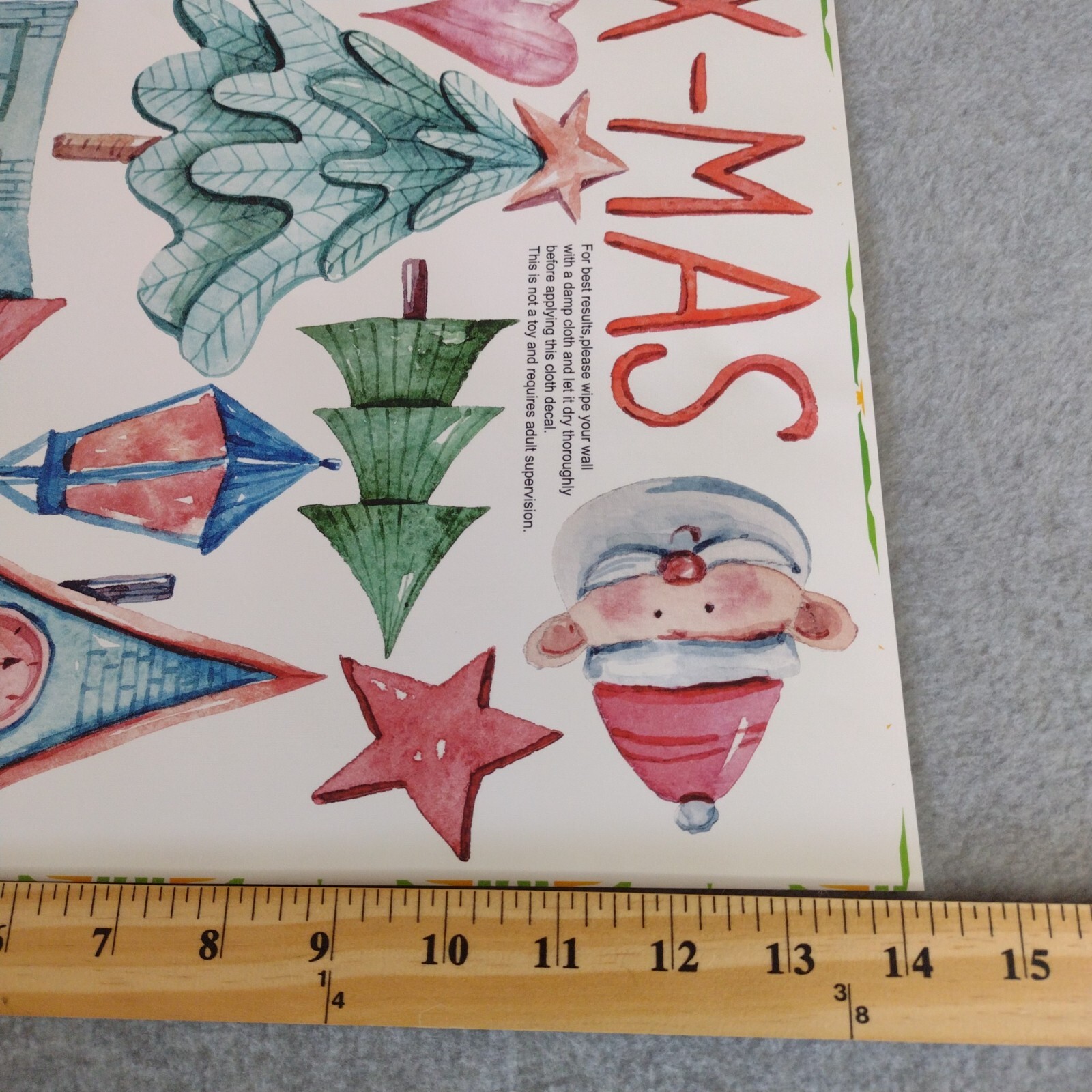 Peel & Stick Christmas Stickers Fabric Plastic Free Reusable Removable 3 Sheets