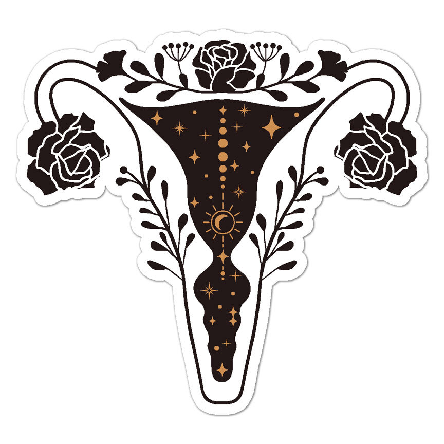 Woman's Rights Uterus, Vinyl Decal Sticker, Indoor Outdoor, 3 Sizes, #9848