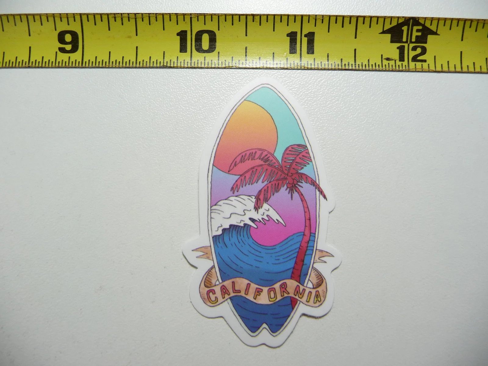 CALIFORNIA SMALL STICKER DECAL SURFBOARD WAVE SUN TREE MEMORIES COLLECTIBLE