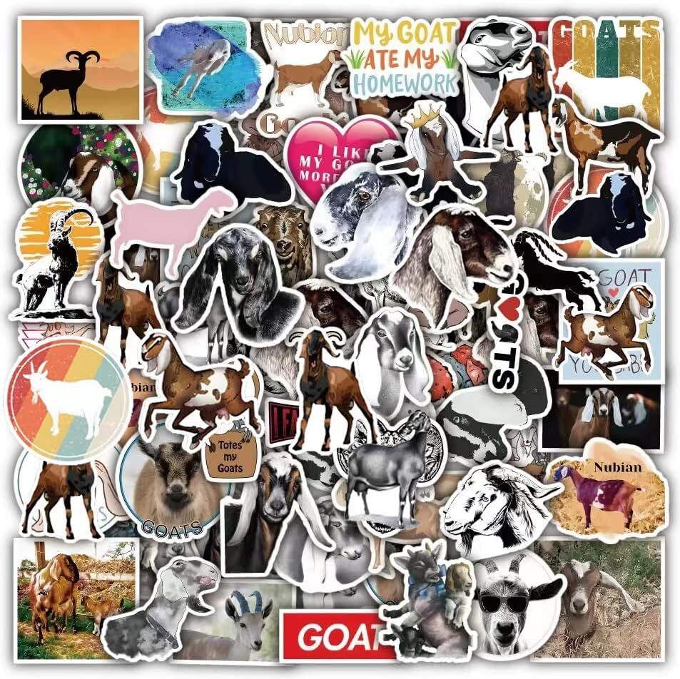 GOAT Waterproof Stickers ~Farm Animal Removable Vinyl Laptop Water bottle Decals