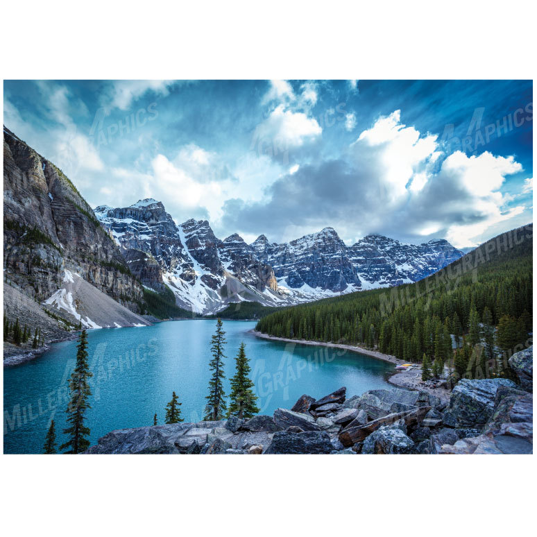 Mountains Lake Scenery Wall Decal Sticker Graphic Art Mural – (4 Sizes)