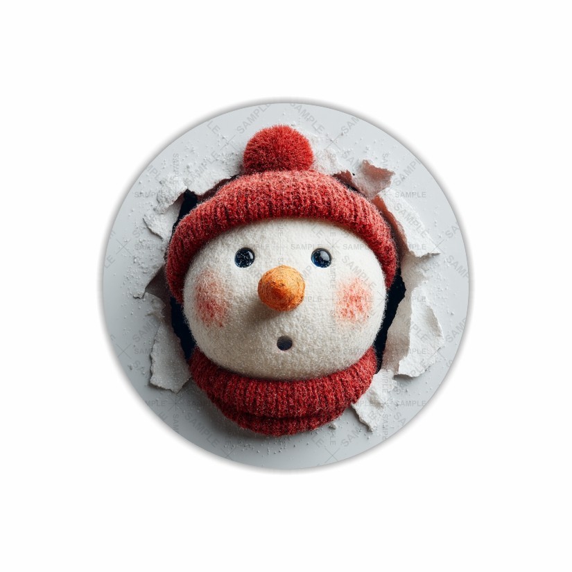 Snowman Braking Wall Christmas Round Dot Stickers Set, 1.2" & 1.5"