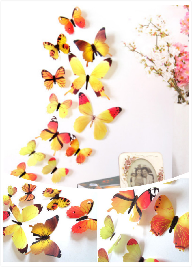 12pcs 3D Butterfly Art Wall Mural Stickers Home Decorations