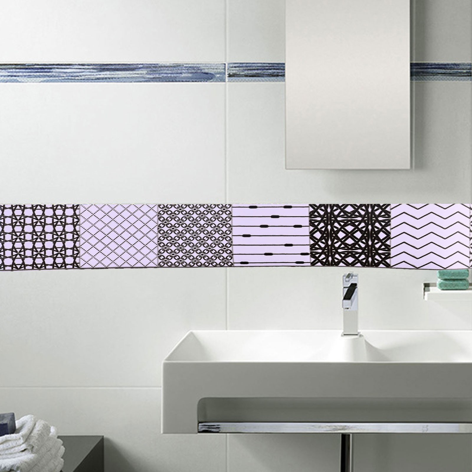Kitchen Bathroom Wall Stickers Self Waterproof Waist Line Design