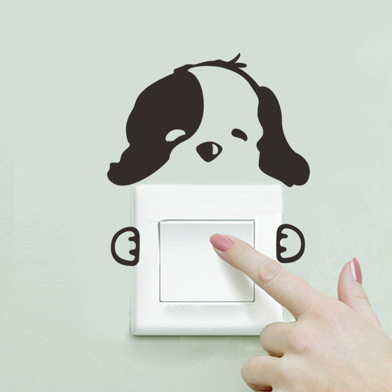 Wall Art-Dog Decal/Sticker for Light Switch Plate Cover, Door Handle, ETC-CUTE!!