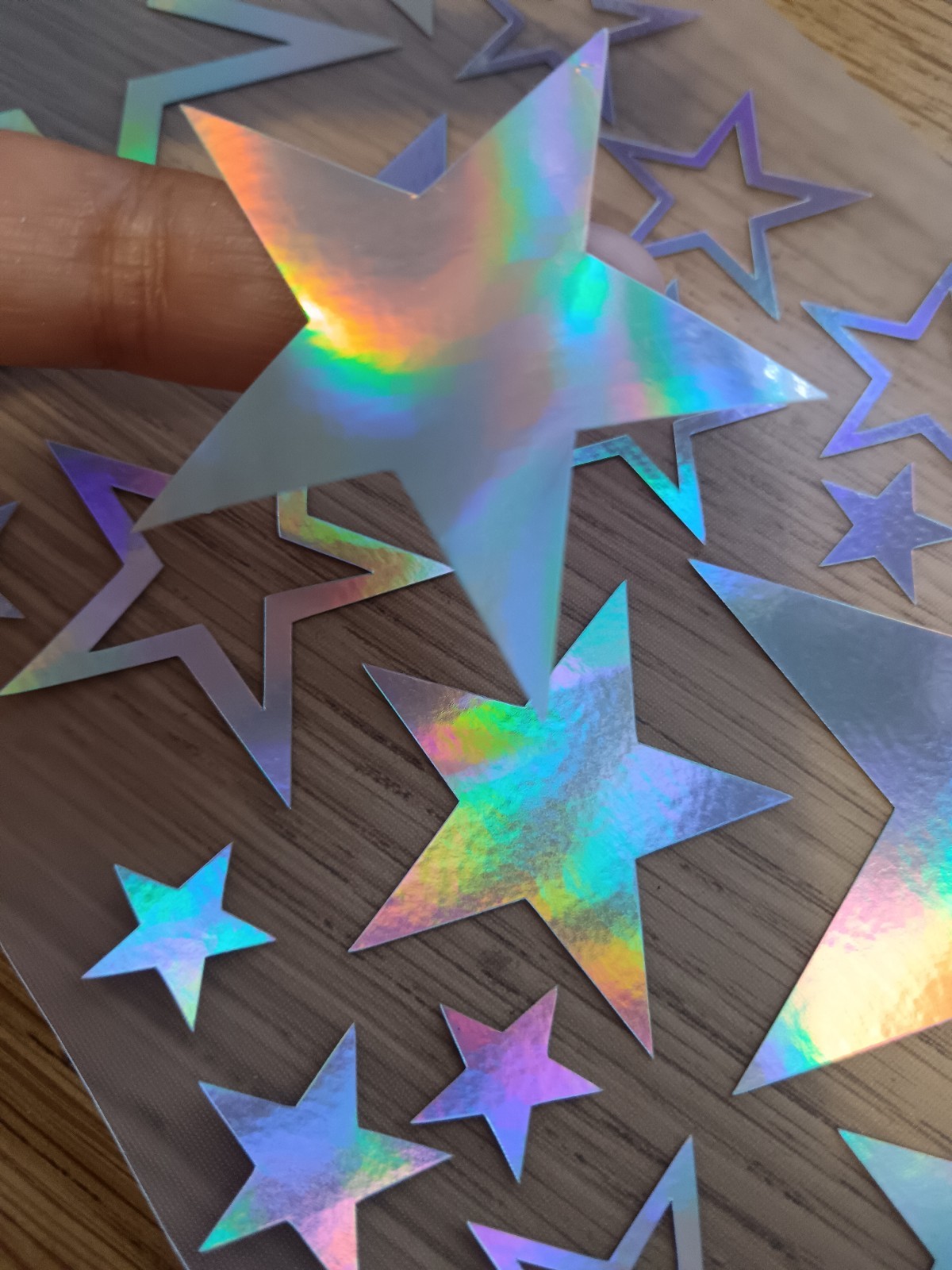 Holographic Stars Decal, Set of Chrome, Metallic Stars Sticker For DIY Project