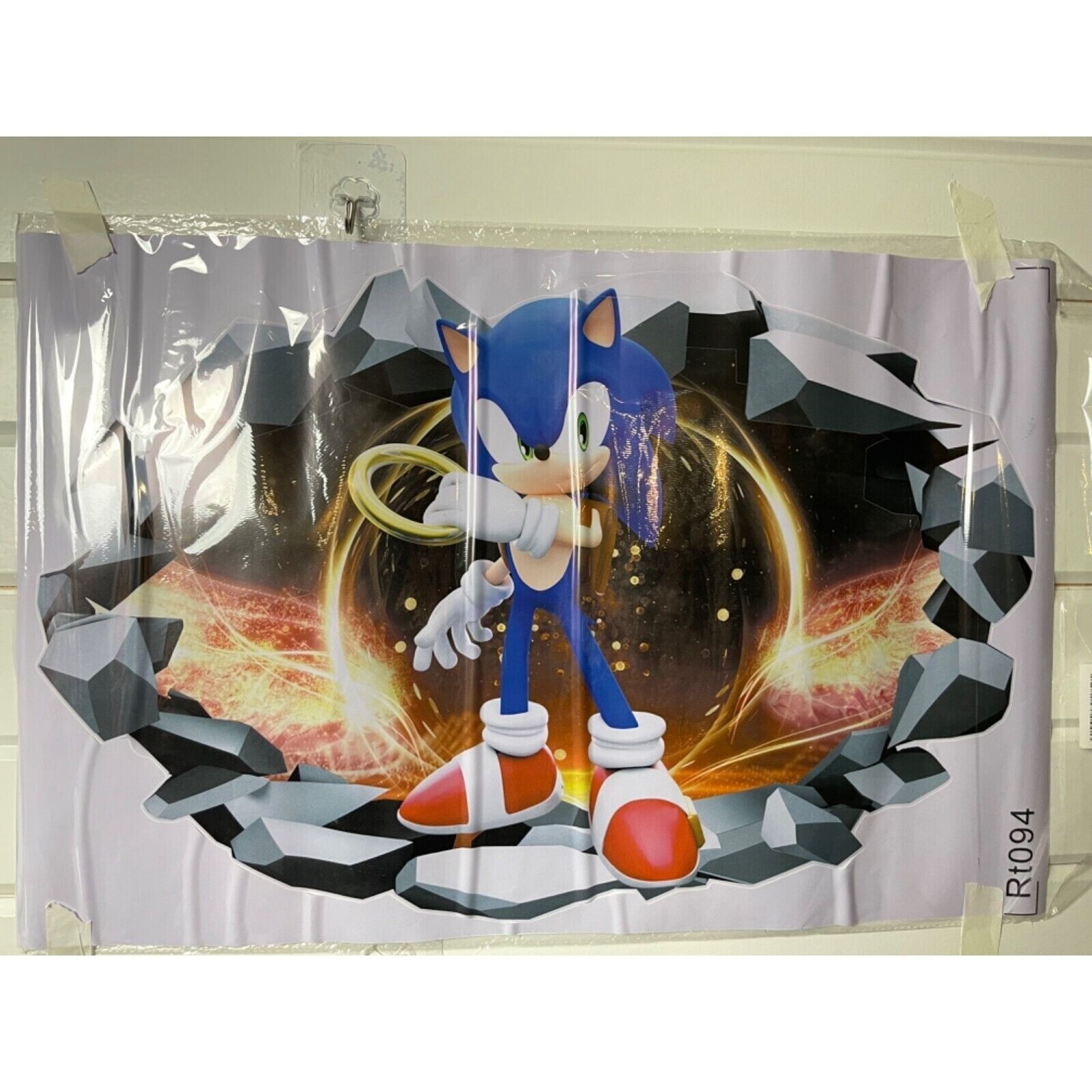 Sonic Wall Decal 3D Hole Art Children's Cartoon Vinyl Wall Sticker for Nursery K