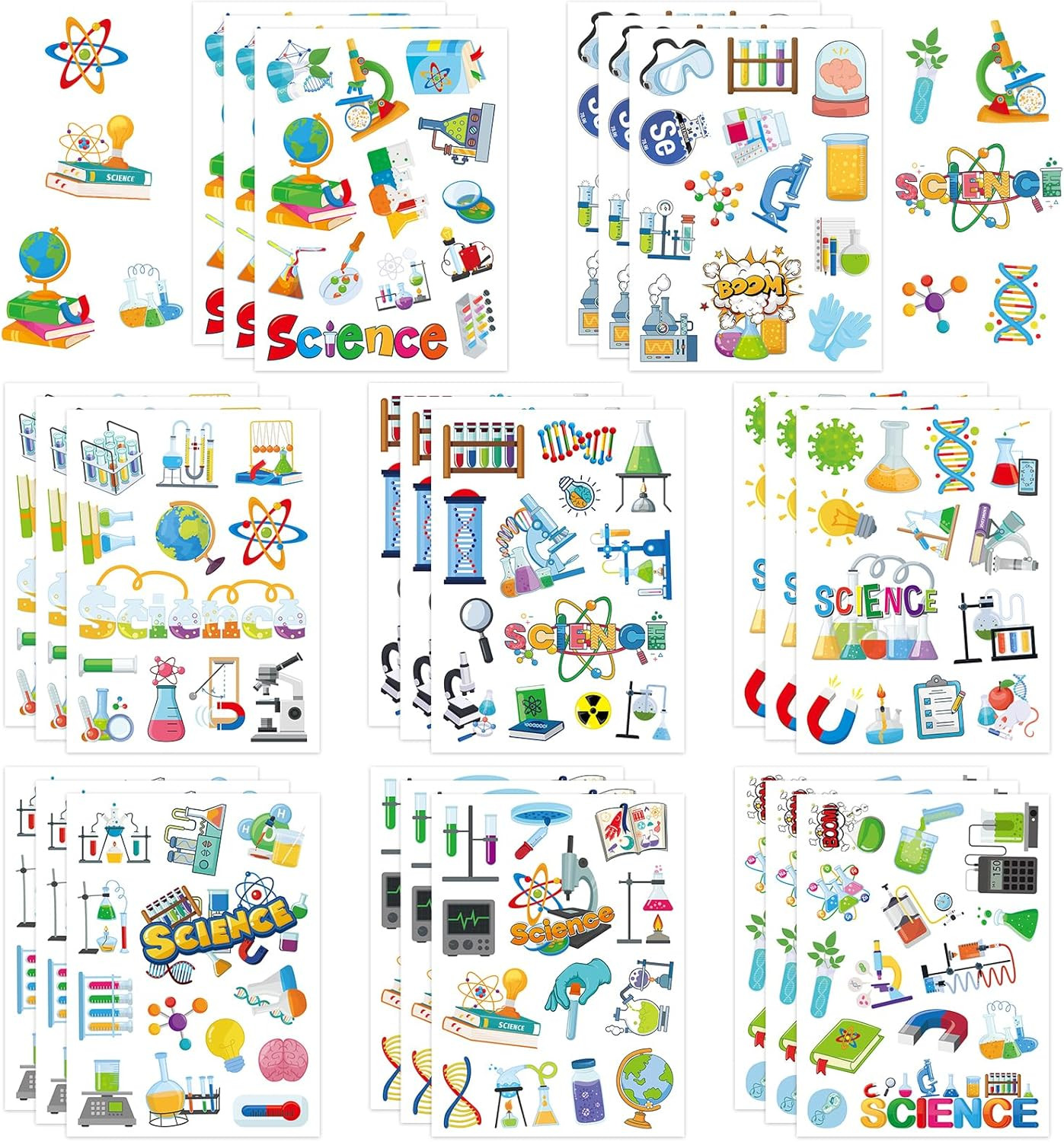 312PCS Science Stickers for Kids, Self-Adhesive Chemical Physical Biological Sti