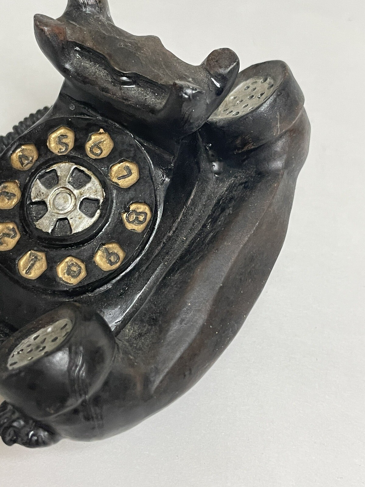 Old Fashion Antique Style Rotary Ceramic Telephone Home Decor Black & Gold
