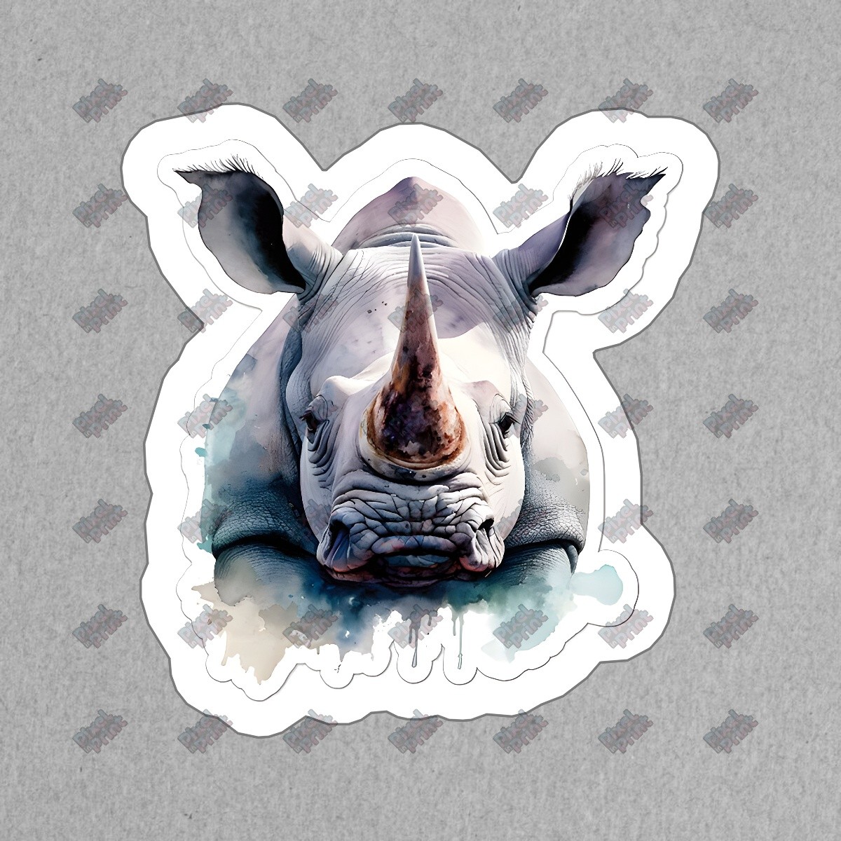 Realistic Rhino Vinyl Sticker Animal Decal for Laptop, Water Bottle, #233632
