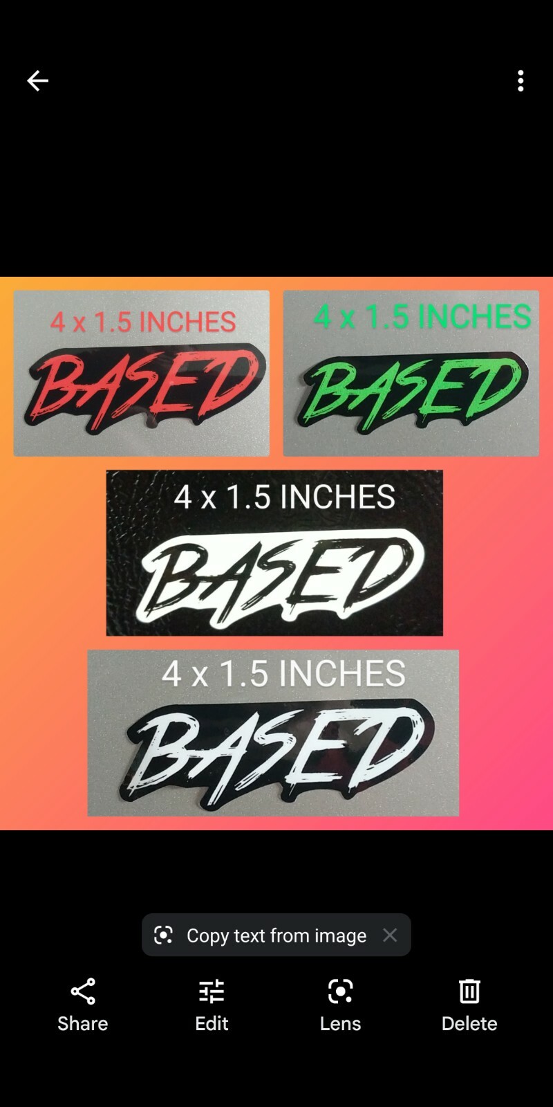 Small Based Decal 4×1.5" Printed Vinyl Sticker Choose From 4 Color Combinations!
