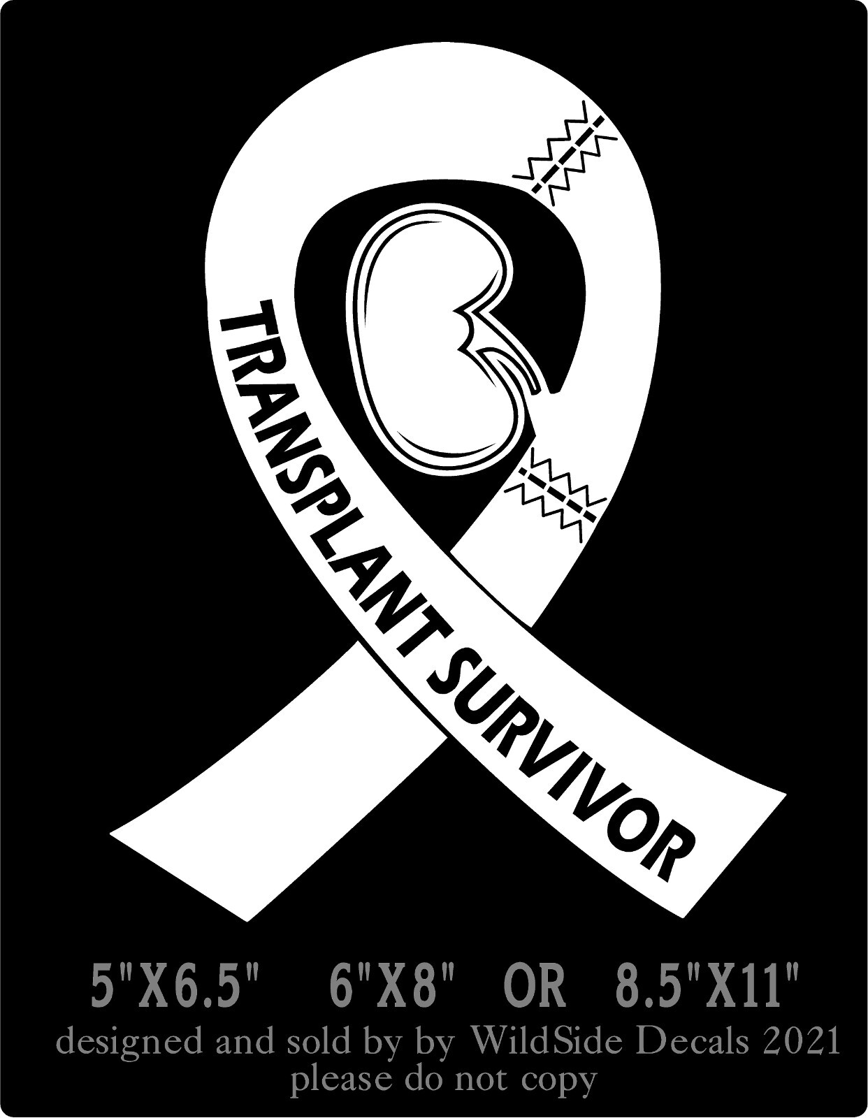 Kidney Transplant Survivor Decal Memorial Ribbon Vinyl Car Truck Laptop Sticker