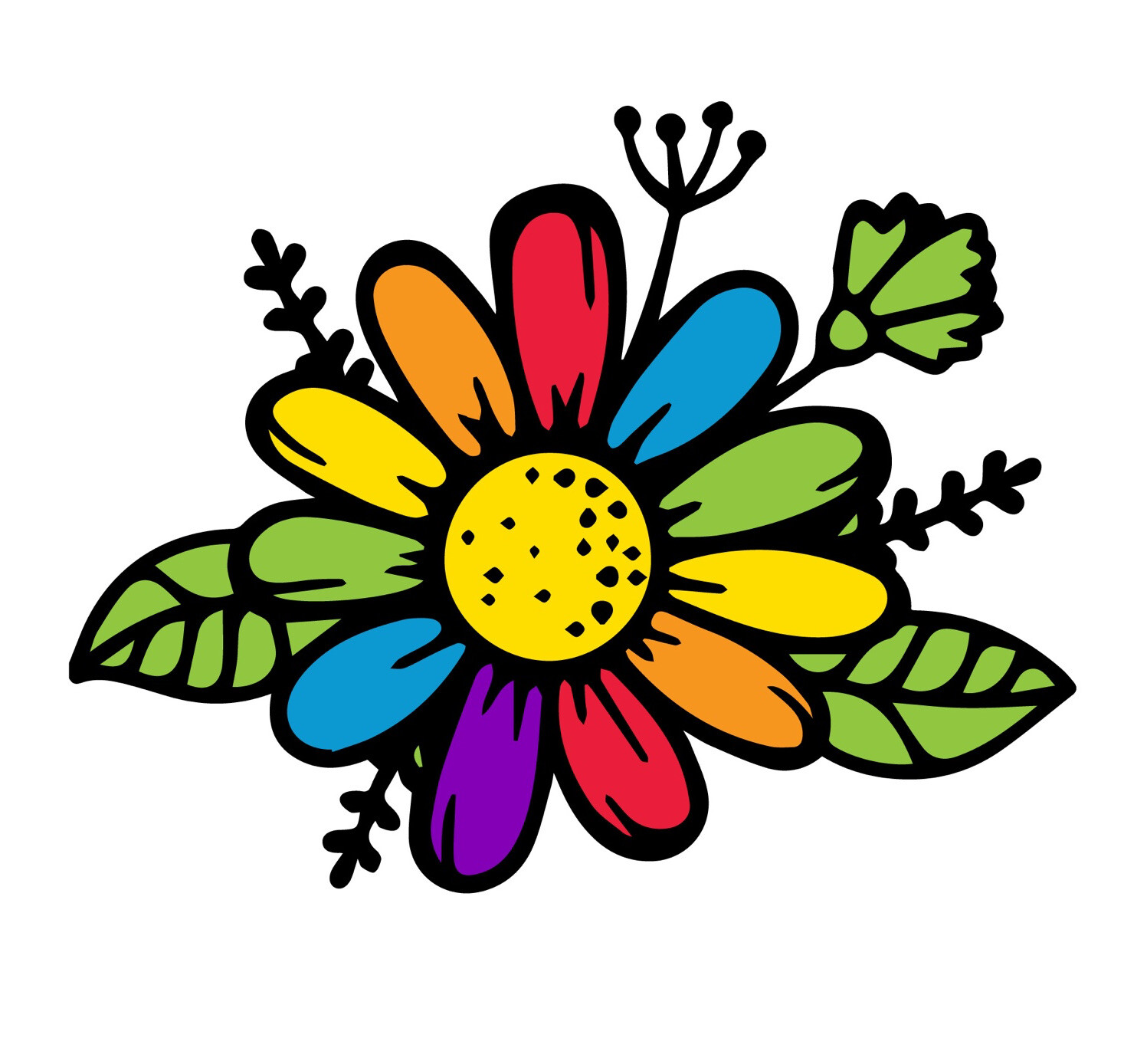 3” Rainbow Daisy Sticker Vivid Flower Colorful Vibrant Hippie Love Garden Pride