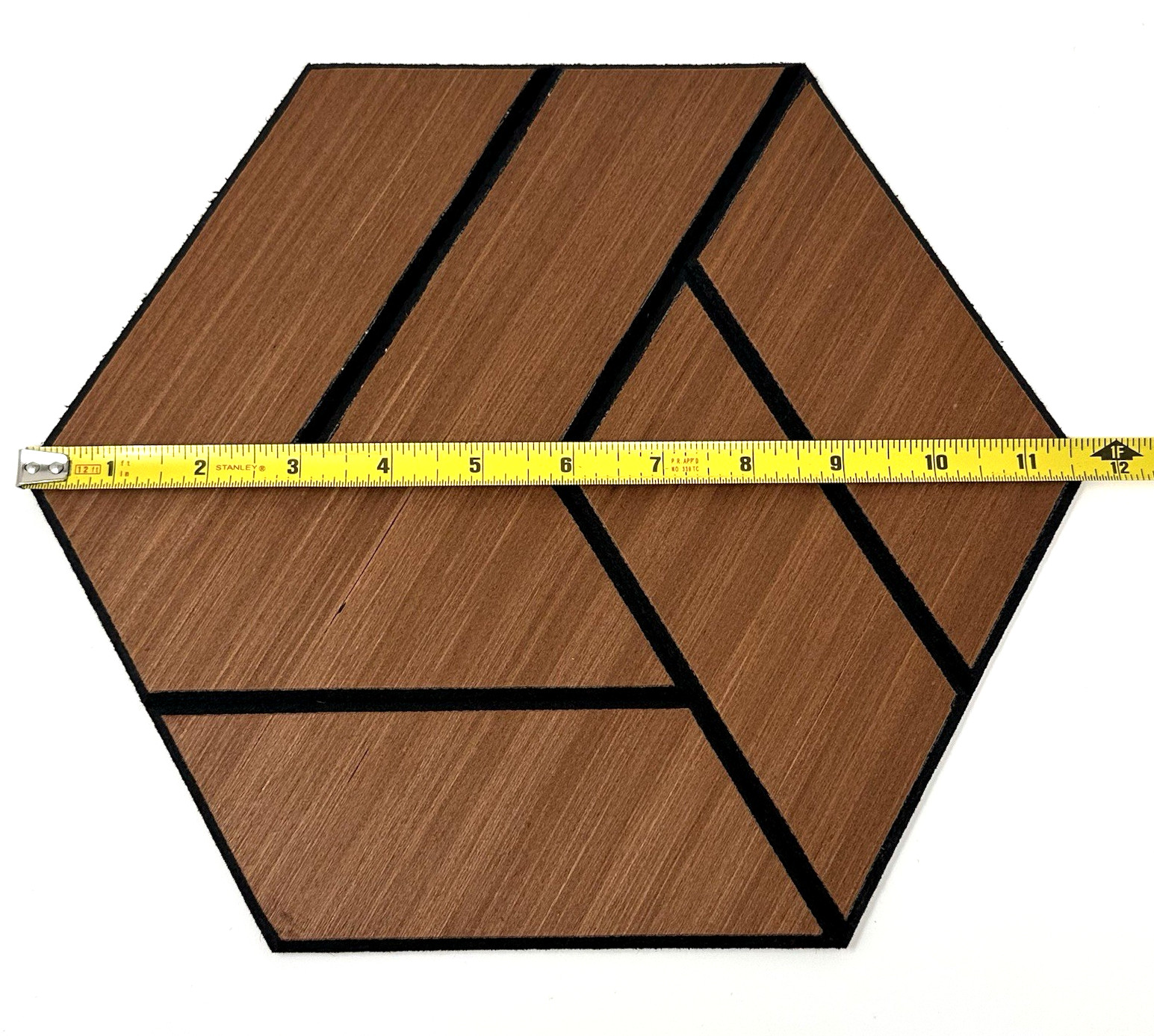 12 Hexagon Acoustic Veneer Wood Wall Panels in Oak Color Adhesive Back New NoBox