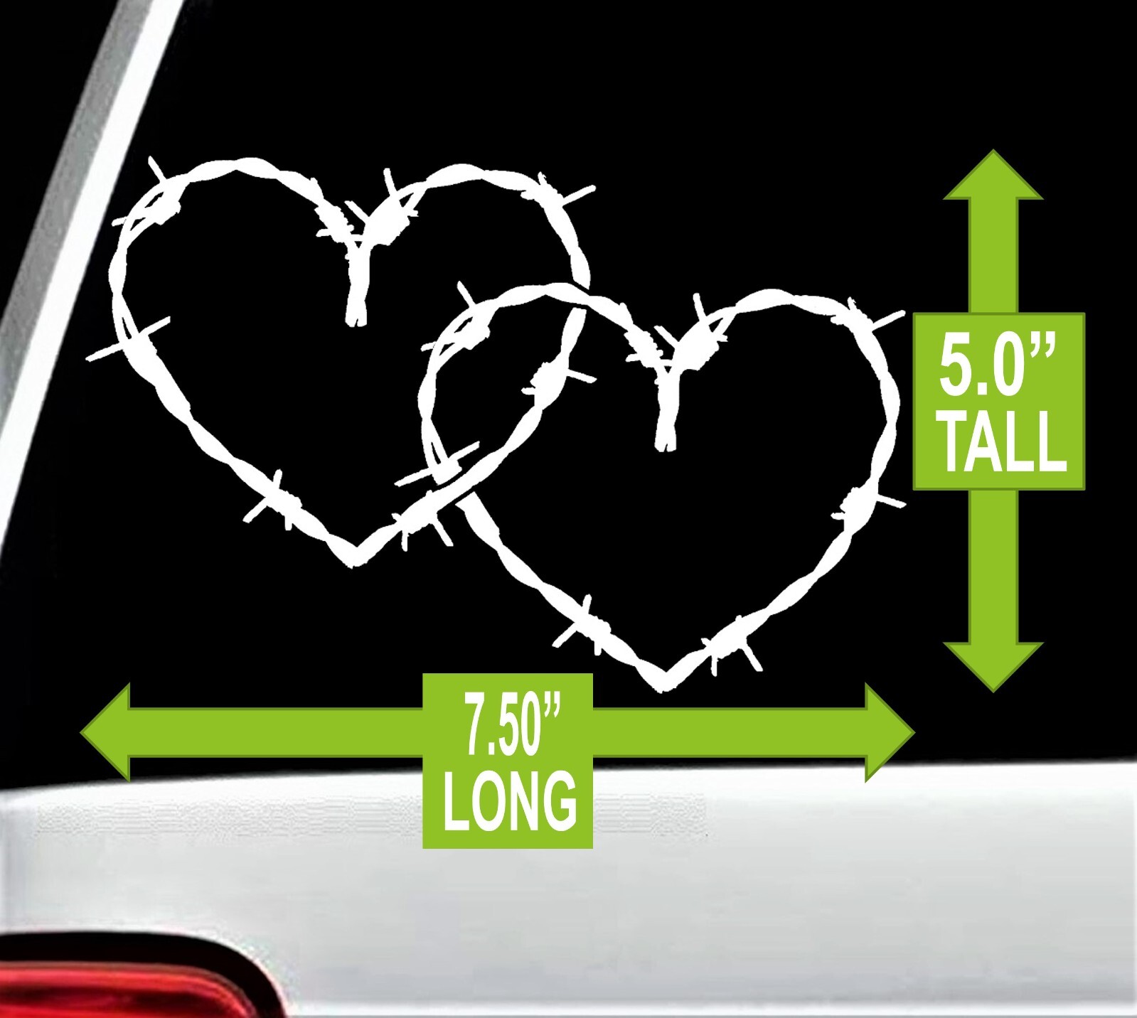 Barb Barbed Wire Hearts Decal Sticker for Car Truck SUV Van Cowgirl Barn A1126