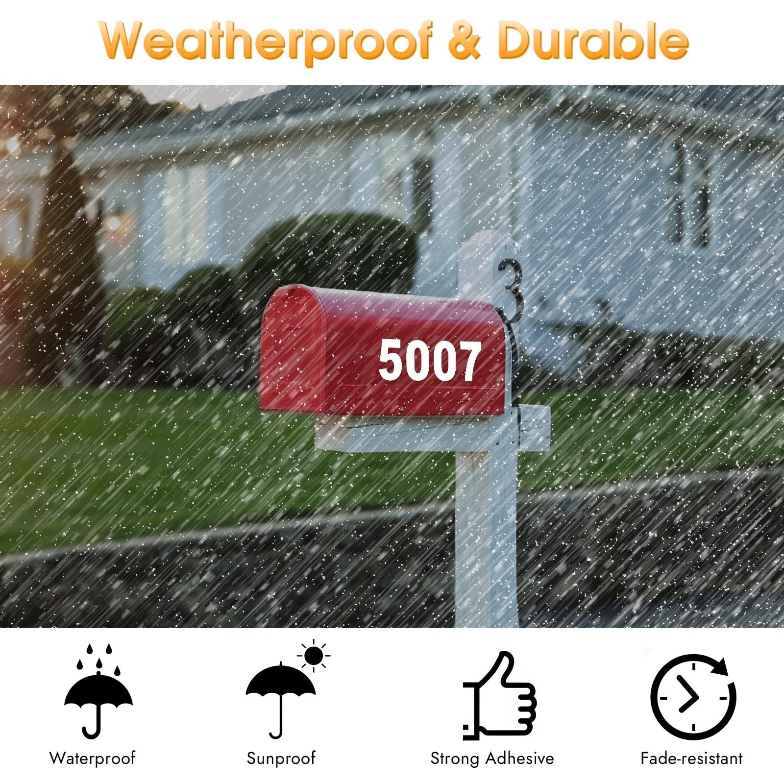 80 Pcs 3" Reflective Mailbox Numbers Stickers Vinyl Waterproof Address Decals