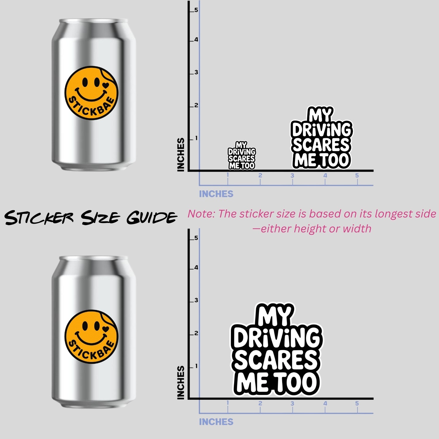Funny "My Driving Scares Me Too" Stickers: 4-Pack Waterproof Vinyl Decals