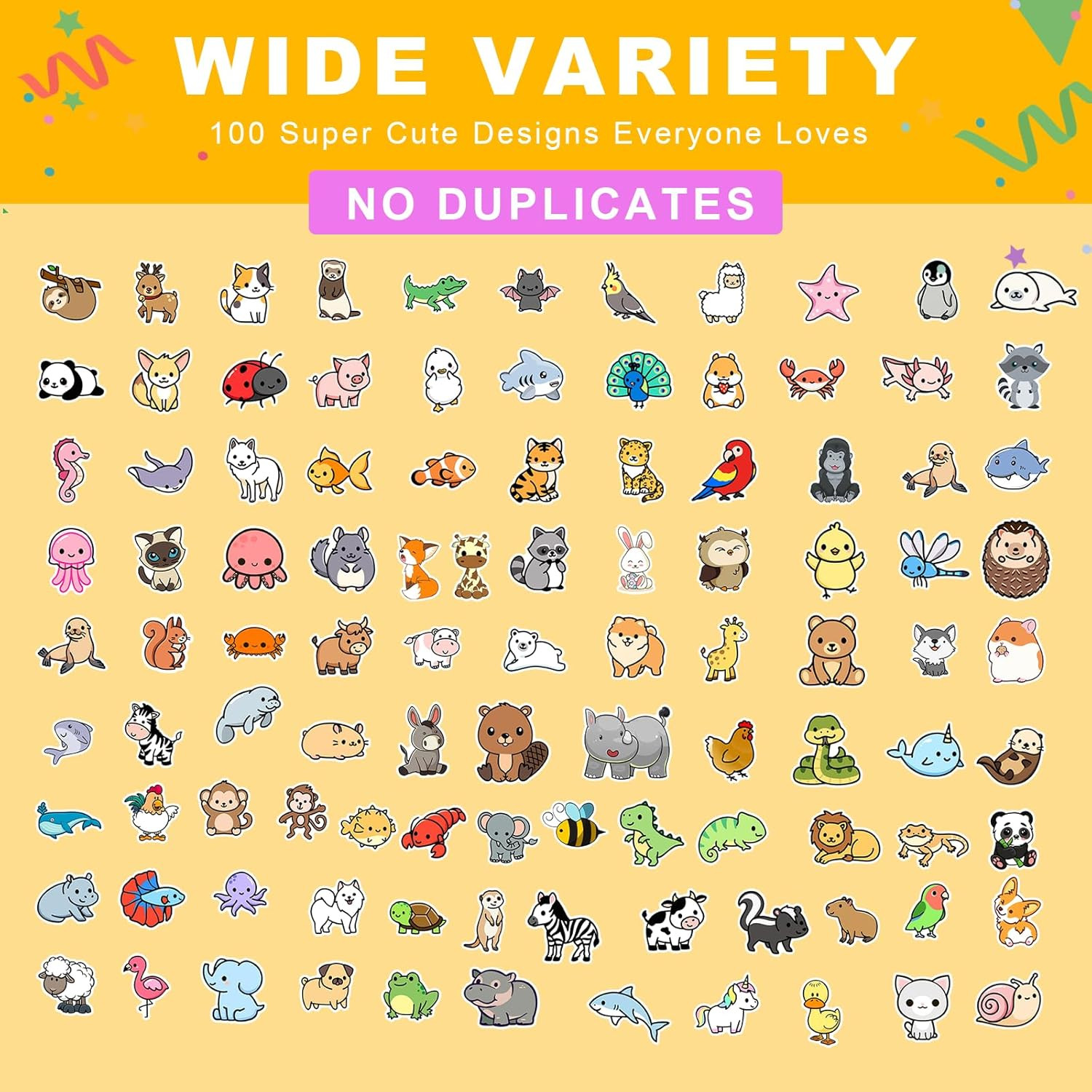 Animal Stickers for Kids, 100PCS Vinyl Stickers Bulk for Waterbottle Laptop Scra