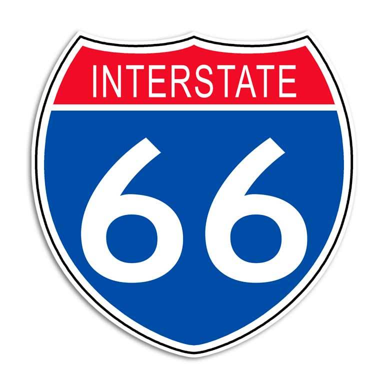 Interstate 66 Sticker – Garage Route 66 Highway Sign Decal Cruising Hot Rod