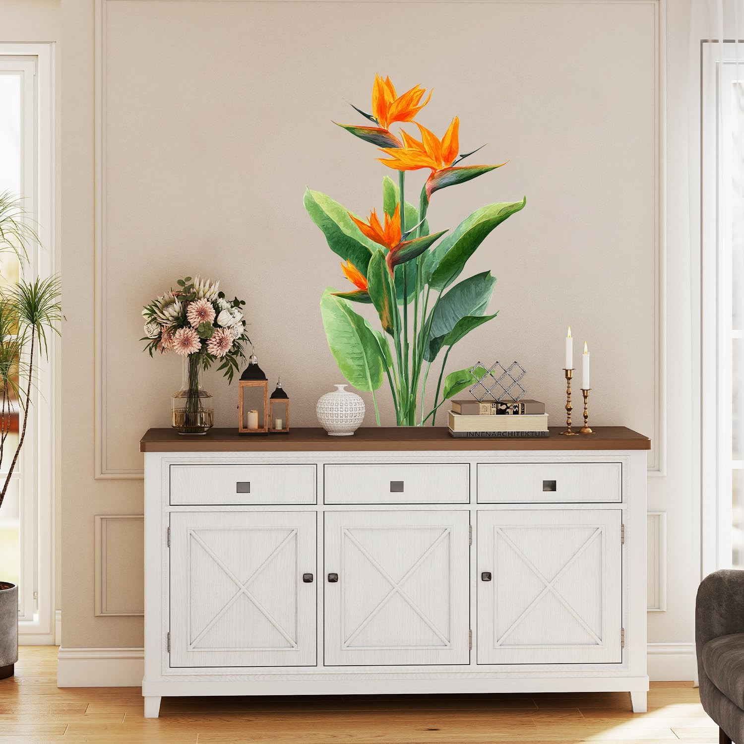 Bird of Paradise Peel and Stick Wall Decals Tropical Flower Stickers