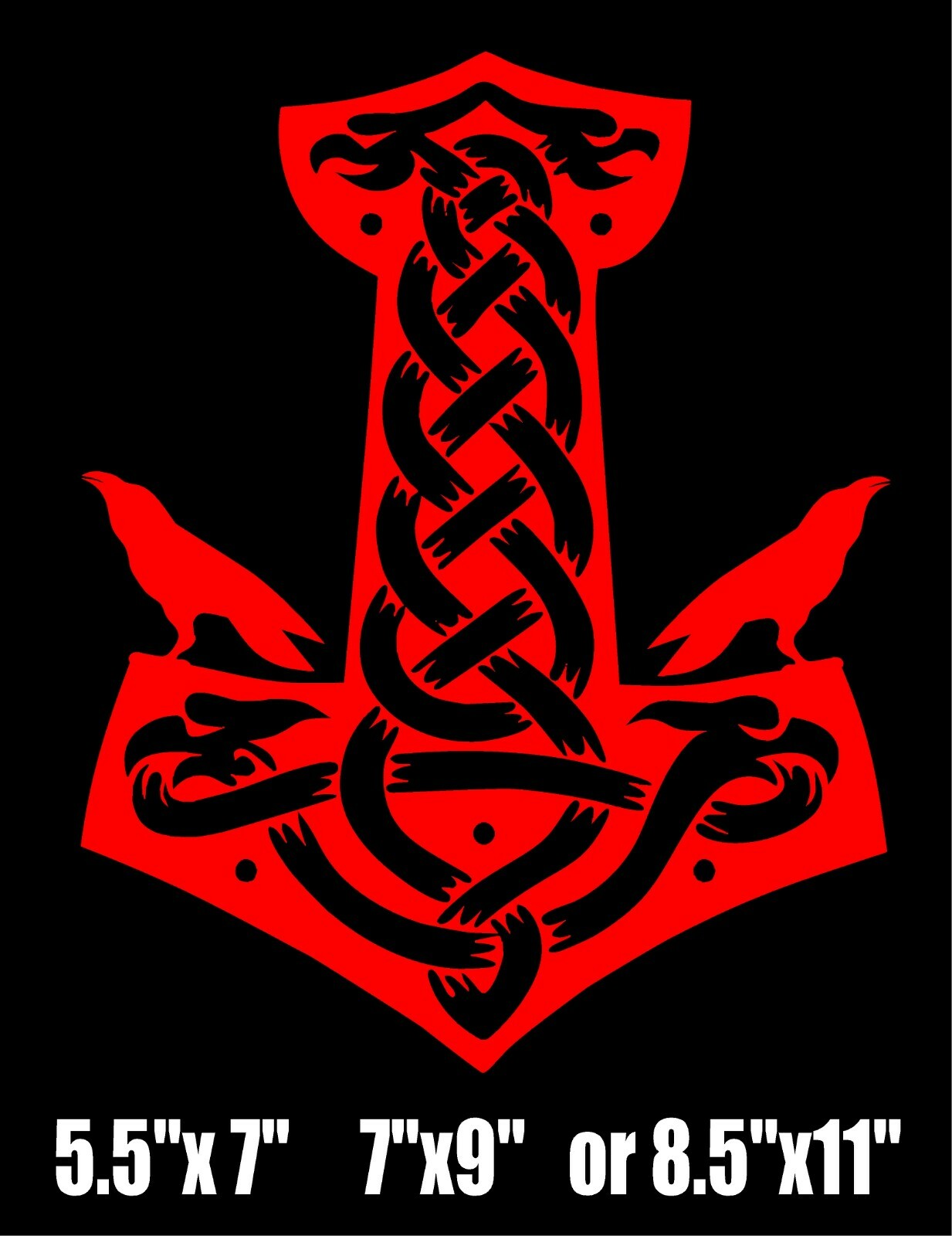 Thor's Hammer Decal Mjolnir with Ravens Viking car window laptop vinyl sticker