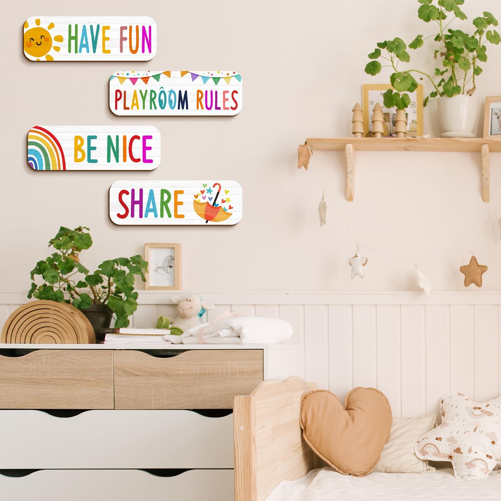 4 Pcs Playroom Sign Kids Playroom Wall Decor Playroom Rules Quotes Sign Be Ni…