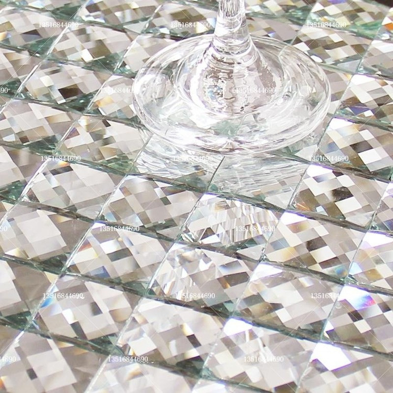 1x Mirror Glass Crystal Wall Tile Sticker Self Adhesive Diamond Backsplash Decal
