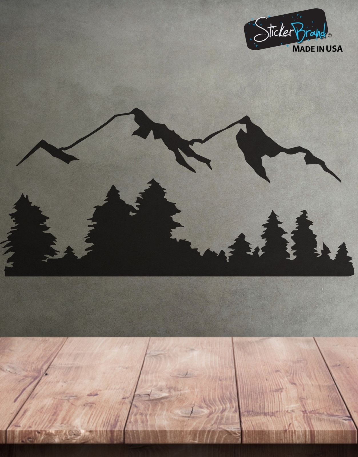 Stickerbrand Snow Mountain View Forest Trees Wall Decal Sticker #194