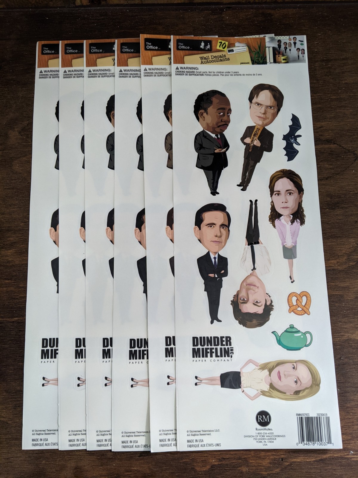 The Office Dunder Mifflin 10 Wall Decals Removable Restick Stickers Lot Of 6