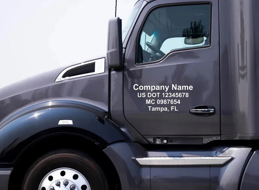 SET OF 2 COMPANY NAME US DOT Vinyl Numbers Custom Stickers Decals Truck Semi