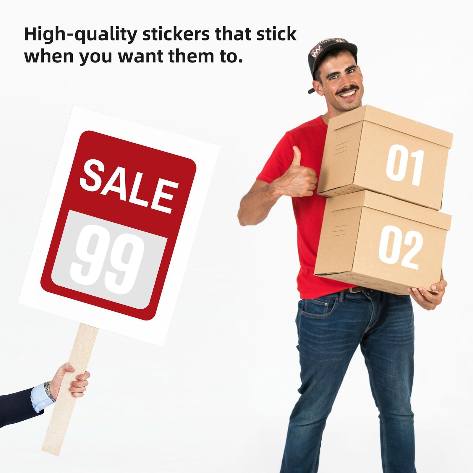 6 Sheets Mailbox Numbers Stickers 60 Pieces 4 Inch Waterproof Large, White