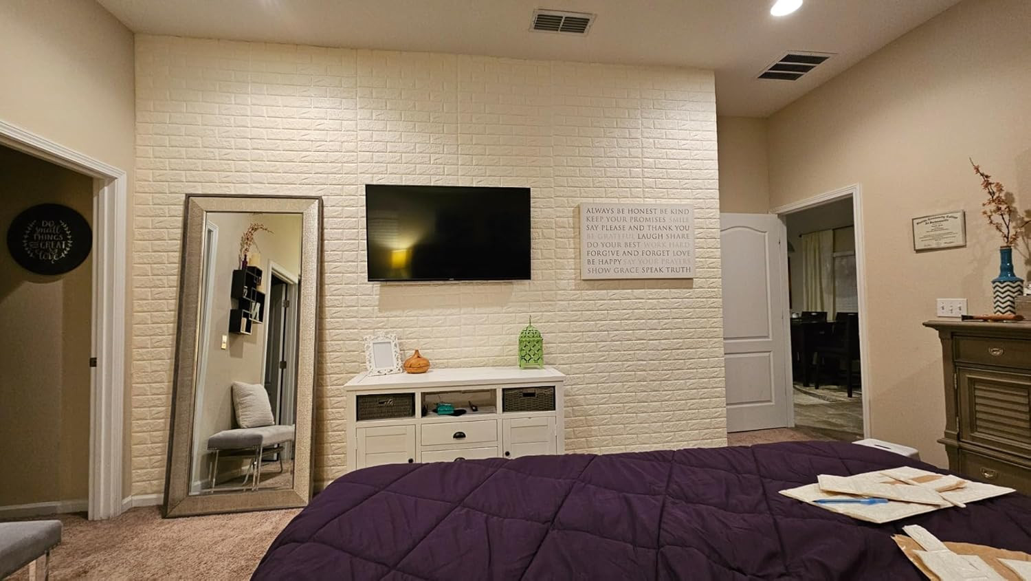 10PCS 3D Brick Wall Stickers, 59 Sq.Feet PE Foam Self-Adhesive Wallpaper Removab