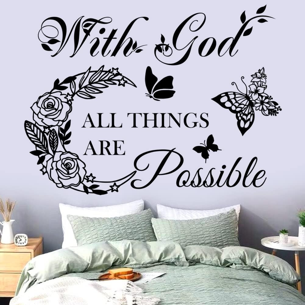 Inspirational God Things Are Possible Vinyl Wall Sticker Peel and Stick Quote Bi