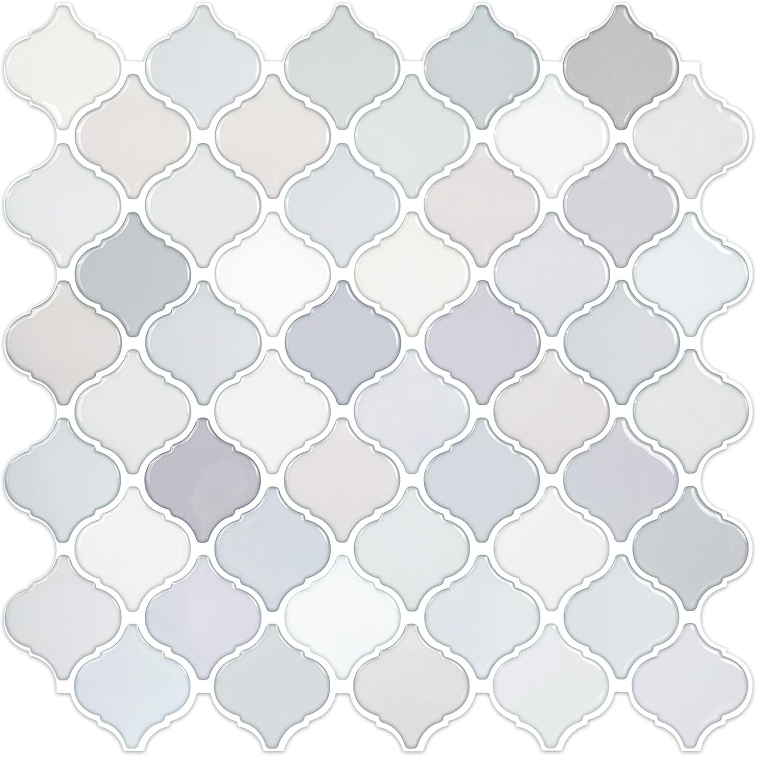 Arabesque Peel Stick Backsplash 12×12' Self AdhesiveWall Tile Thicker Light Tone