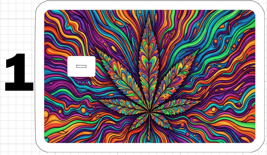 Acid Trip Weed Leaf ATM Debit Credit Sticker Skin 420 USA Trippy Retro Groovy