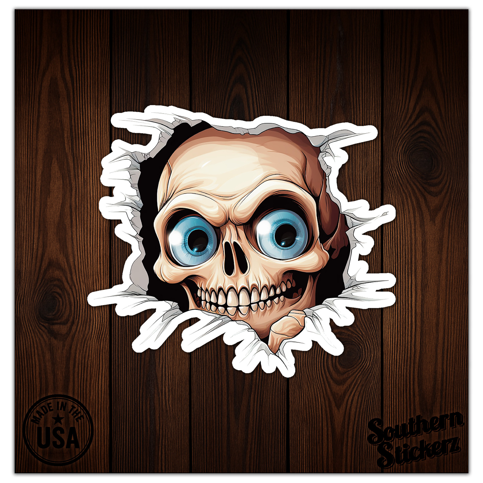Skull Peeking – Vinyl Decal Sticker – Car Window Laptop – ebn11987