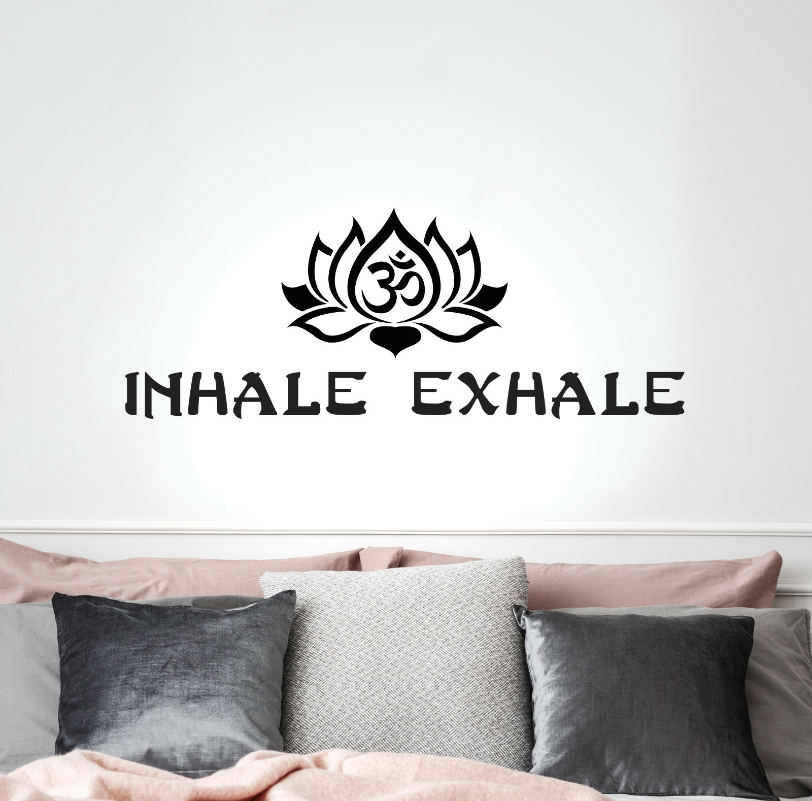 Vinyl Wall Decal Inhale Exhale Lotus Relax Yoga Stickers 13 in x 35 in gz266