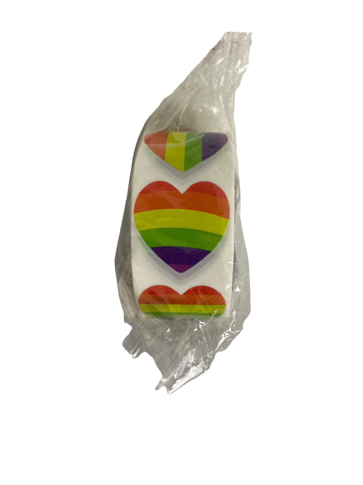 500 Gay Pride Stickers LGBTQIA Rainbow Heart Shape Adhesive 1 in x 1"
