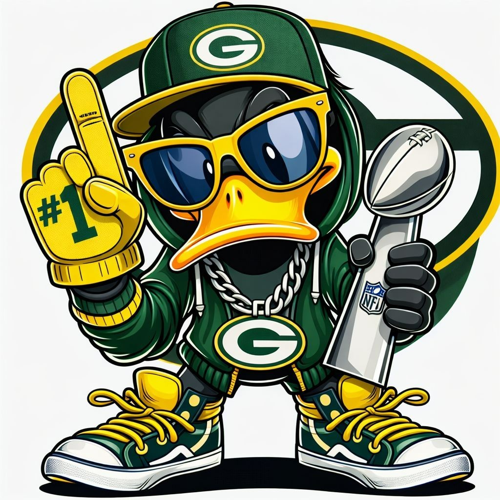 Green Bay Duck Sticker Decal Laptop Wall Mirror Cup Tumblr Locker Bin