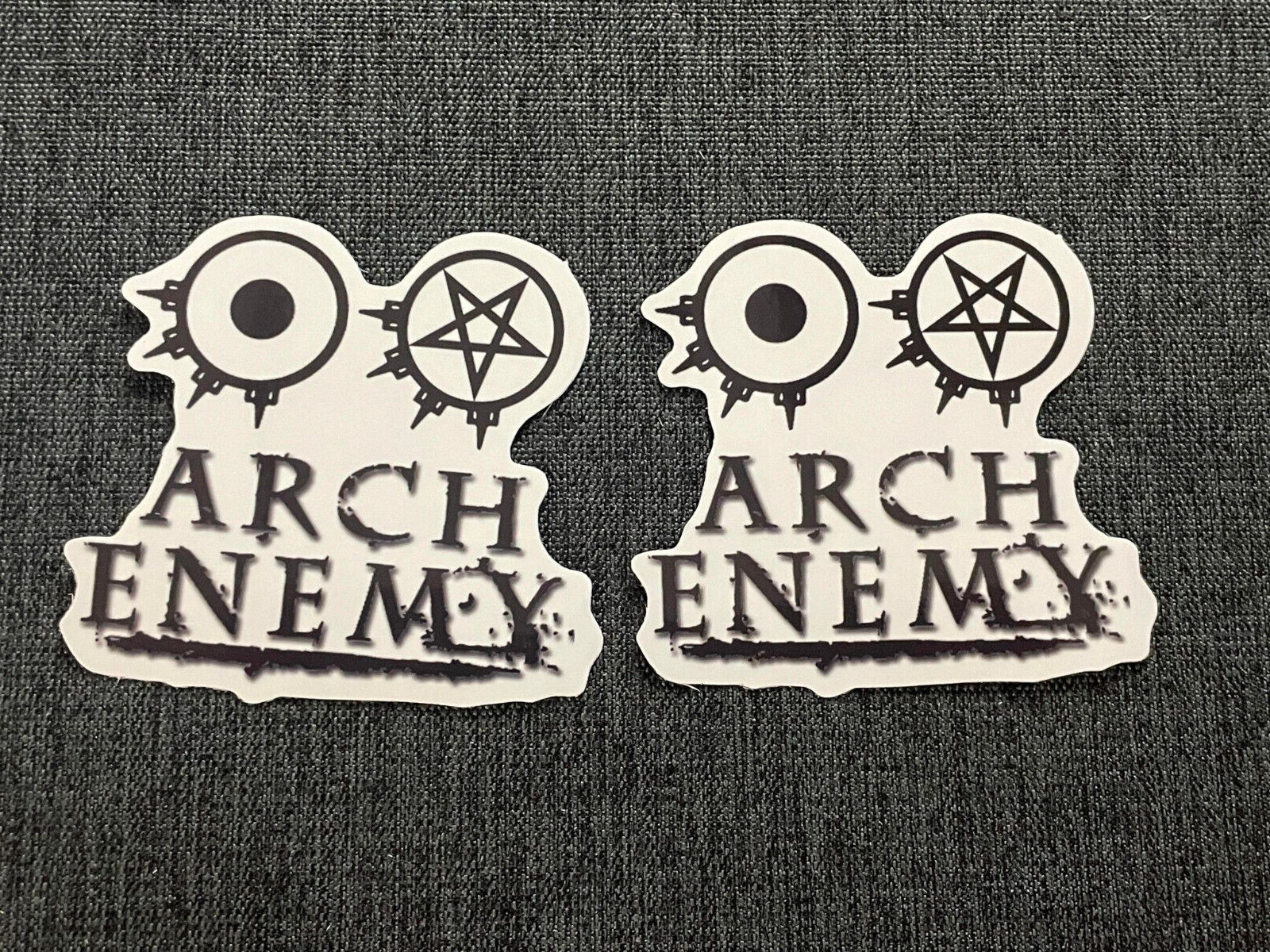Lot (2) ARCH ENEMY 2 1/2" x 2 1/2" Band Logo STICKERS Black Blue FAST! FREE SHIP