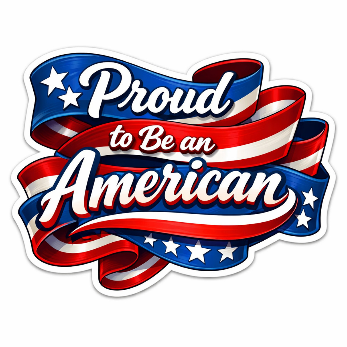 3 inch Proud To Be An American Ribbon Vinyl Sticker Patriotic USA Flag Decal