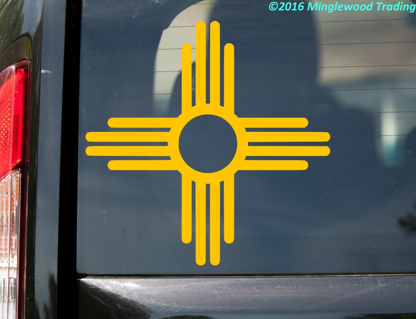 New Mexico Flag Sun Vinyl Sticker – Zia NM Home State – Die Cut Decal