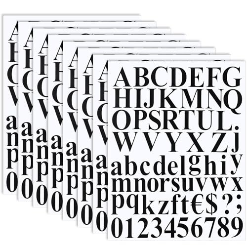 8 Sets 536 Pcs Vinyl Letter Number Stickers Alphabet Large Self 1 Inch Black