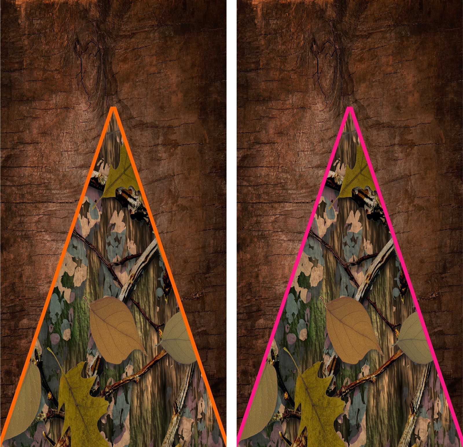 Triangle wood his her camo Cornhole Board Printed 3M Vinyl Wrap Set